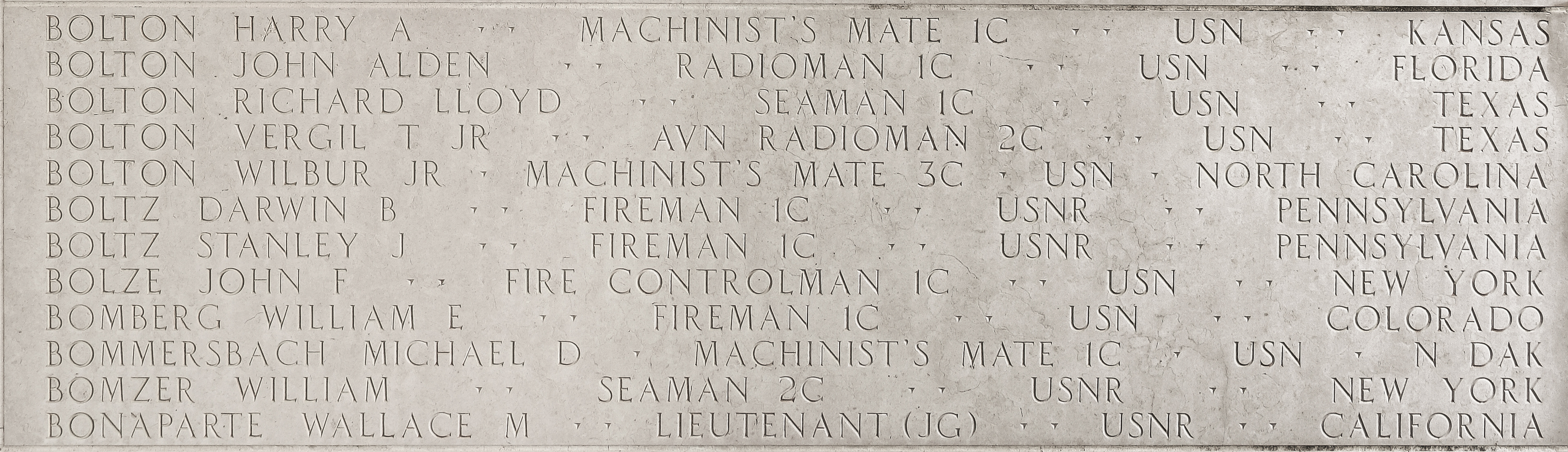 Michael D. Bommersbach, Machinist's Mate First Class